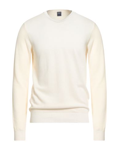 Fedeli Man Sweater Cream Size 40 Cotton In Animal Print