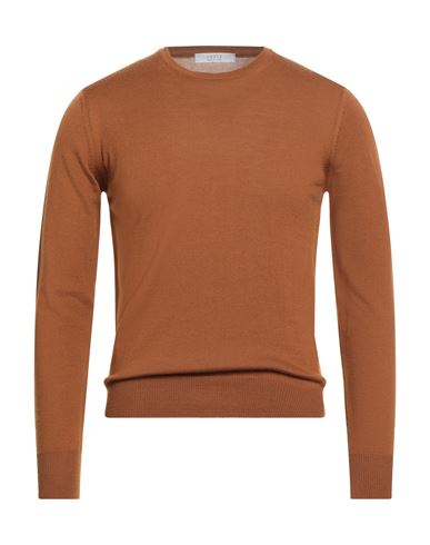 Vneck Man Sweater Camel Size 44 Merino Wool In Orange