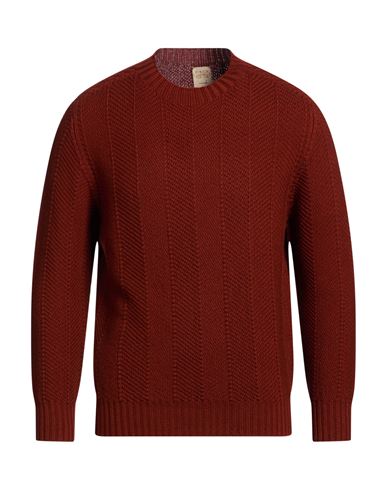 H953 Man Sweater Brick Size 38 Merino Wool In Red