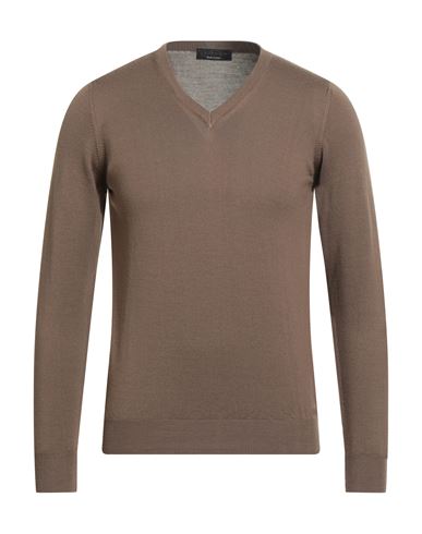 Jeordie's Man Sweater Khaki Size S Merino Wool In Neutral