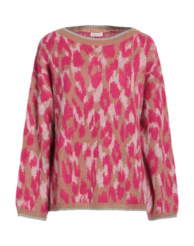 Liu •jo Woman Sweater Fuchsia Size L Acrylic, Polyamide, Alpaca Wool, Viscose, Metallic Polyester In Pink