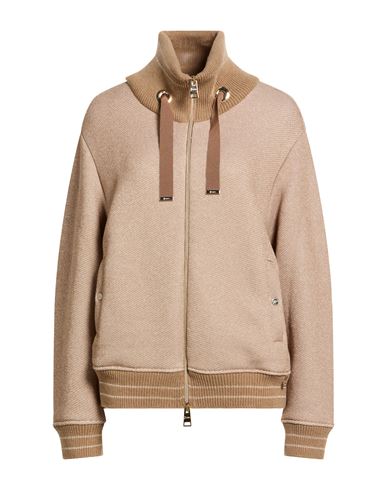 Herno Woman Cardigan Camel Size 6 Cotton, Viscose, Polyamide In Neutral