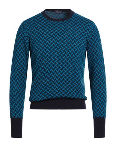 Drumohr Man Sweater Turquoise Size 38 Cashmere In Blue