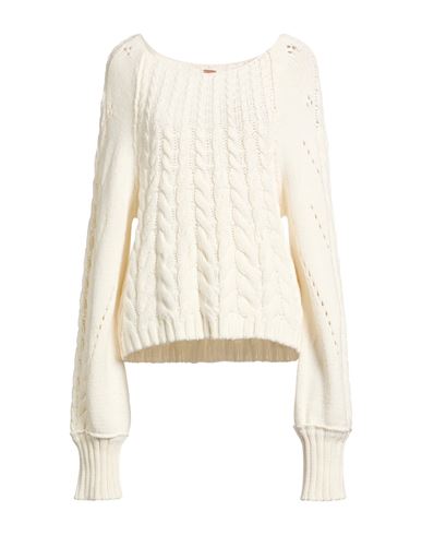 Free People Woman Sweater Ivory Size L Cotton, Acrylic In White