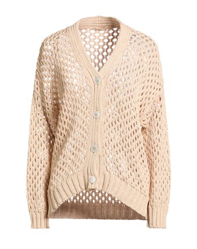 Fedeli Woman Cardigan Beige Size 6 Cotton, Linen In Sand