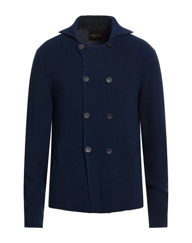 Roberto Collina Man Cardigan Midnight Blue Size 38 Cotton