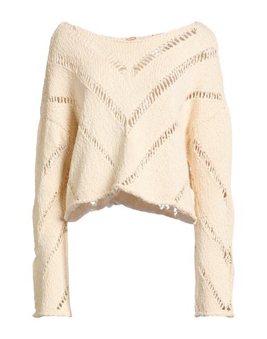 Free People Woman Sweater Ivory Size M Cotton In White