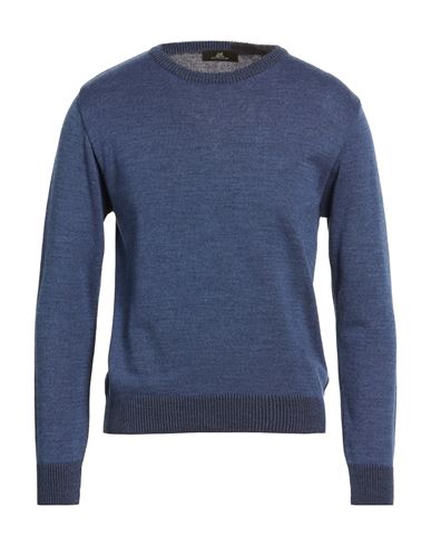 Montechiaro® Montechiaro Man Sweater Navy Size 46 Acrylic, Virgin Wool, Cotton In Blue