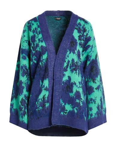 Liu •jo Woman Cardigan Blue Size L Polyamide, Synthetic Fibers, Alpaca Wool, Wool, Metallic Polyeste In Blue