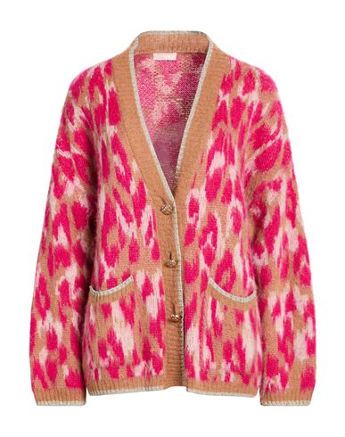 Liu •jo Woman Cardigan Fuchsia Size L Acrylic, Polyamide, Alpaca Wool, Viscose, Metallic Polyester In Pink