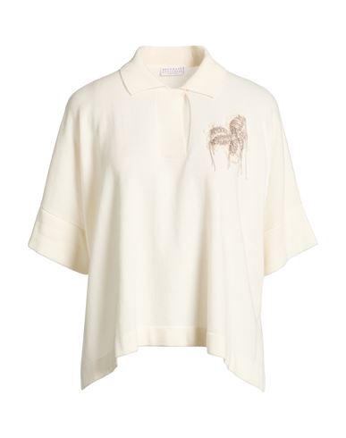 Brunello Cucinelli Cashmere Woman Sweater Cream Size M Cashmere, Ecobrass, Mohair Wool, Wool, Polyam In Red