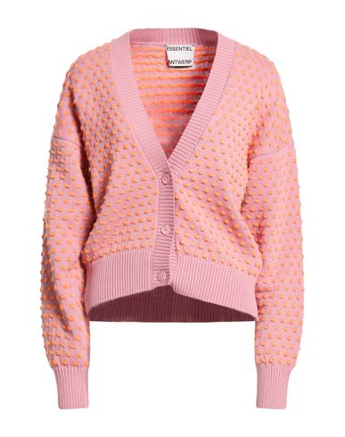 Essentiel Antwerp Woman Cardigan Antique Rose Size L Cotton, Acrylic, Mohair Wool, Polyamide In Pink