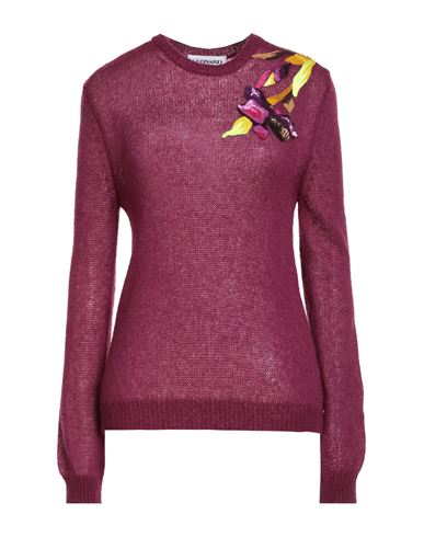 Leonard Paris Woman Sweater Plum Size Xl Acrylic, Polyamide, Superkid Mohair In Burgundy