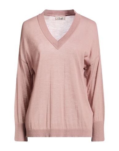 Croche Crochè Woman Sweater Antique Rose Size M Merino Wool, Acrylic In Pink