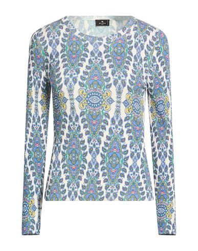 Etro Woman Sweater Ivory Size 6 Silk, Viscose In Blue