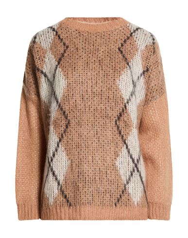 Vicolo Woman Sweater Camel Size Onesize Acrylic, Mohair Wool, Polyamide In Brown