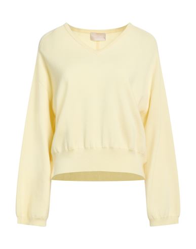Hemisphere Woman Sweater Pastel Yellow Size M Merino Wool, Elastane