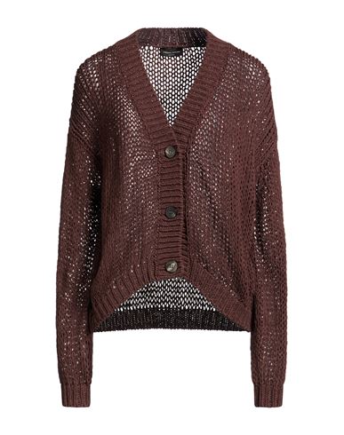 Roberto Collina Woman Cardigan Chocolate Brown Size M Cotton, Polyamide