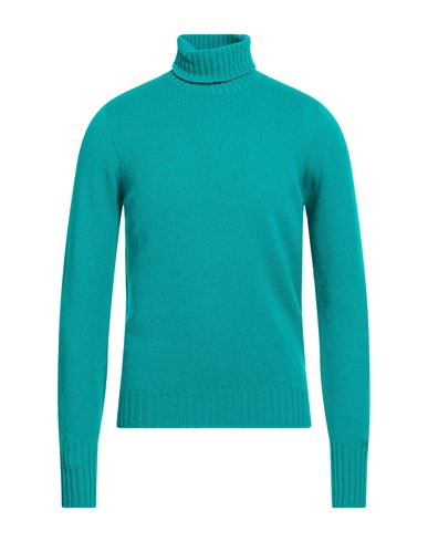 Drumohr Man Turtleneck Emerald Green Size 44 Lambswool In Blue