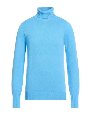 Drumohr Man Turtleneck Azure Size 40 Lambswool In Blue