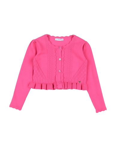 Mayoral Babies'  Toddler Girl Cardigan Fuchsia Size 3 Cotton, Polyamide, Elastane In Pink