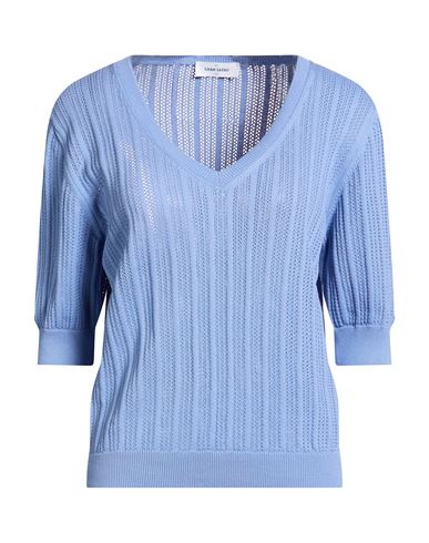 Gran Sasso Woman Sweater Sky Blue Size 12 Cotton