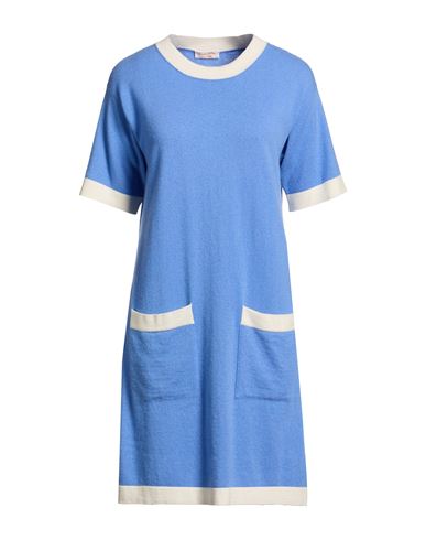 Lana D'oro Woman Mini Dress Azure Size 8 Cashmere In Blue
