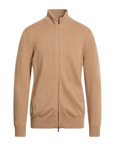 Drumohr Man Cardigan Camel Size 46 Cashmere In Brown