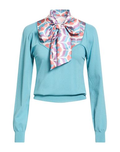 Boutique Moschino Woman Sweater Turquoise Size 6 Viscose, Polyamide, Silk In Blue