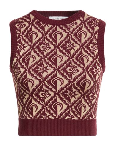 Marine Serre White Line Woman Sweater Burgundy Size L Wool, Viscose In Multi