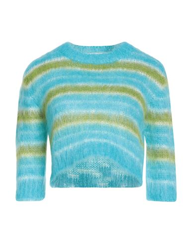 Marni Fuzzy Wuzzy Mohair Woman Sweater Azure Size 10 Mohair Wool, Polyamide In Blue