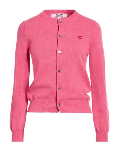 Comme Des Garçons Play Woman Cardigan Magenta Size L Wool In Pink