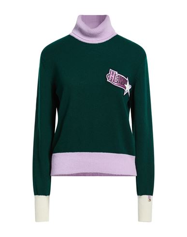 Herno Woman Turtleneck Green Size 6 Wool, Cotton, Viscose