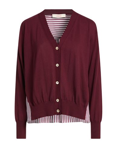 Jucca Woman Cardigan Burgundy Size L Cotton, Polyamide, Elastane