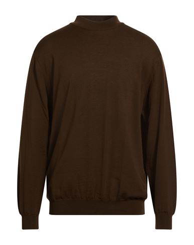Bramante Man Turtleneck Dark Brown Size 46 Merino Wool In Burgundy