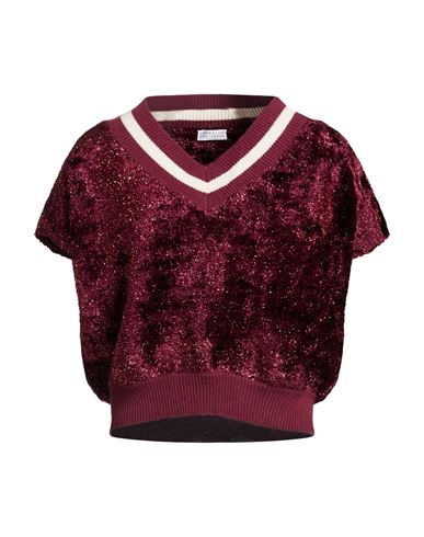 Brunello Cucinelli Woman Sweater Burgundy Size M Viscose, Polyamide, Metallic Polyester