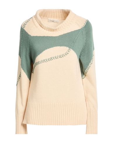 Corte Dei Gonzaga Woman Turtleneck Cream Size Xl Acrylic, Polyamide, Wool In Multi