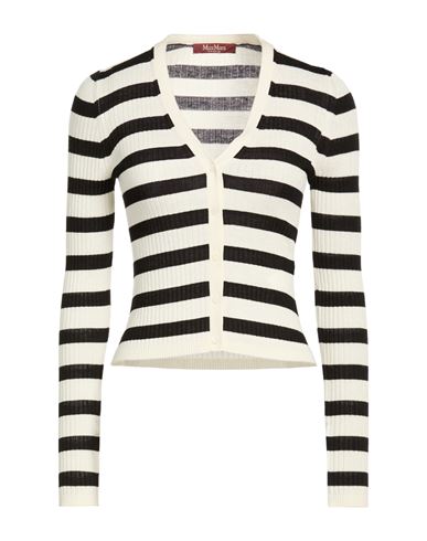 Max Mara Studio Woman Cardigan Cream Size L Silk, Wool In Black