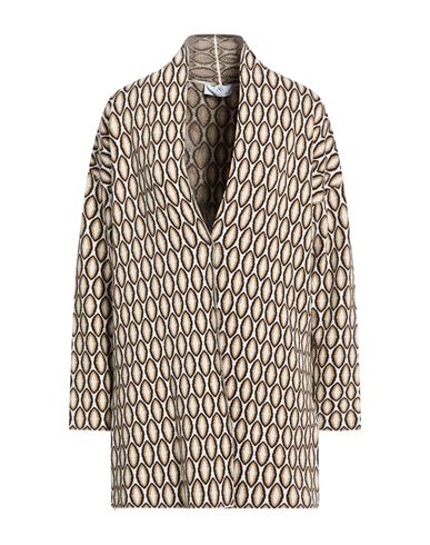 Anna Seravalli Woman Cardigan Beige Size 12 Viscose, Acrylic, Elastane In Multi