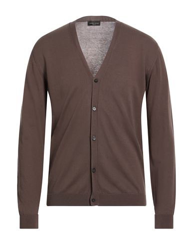 Roberto Collina Man Cardigan Dark Brown Size 46 Cotton