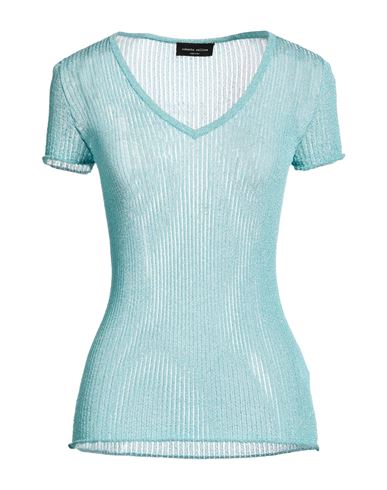 Roberto Collina Woman Sweater Turquoise Size M Viscose, Metallic Polyester In Blue