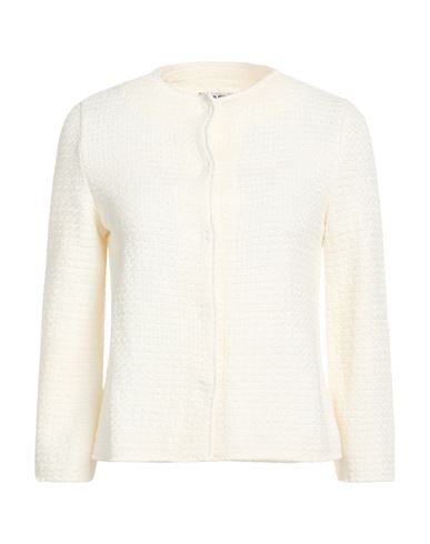Base Milano Woman Cardigan Ivory Size 6 Cotton, Polyamide In White