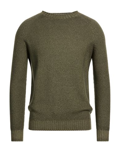 H953 Man Sweater Military Green Size 38 Merino Wool