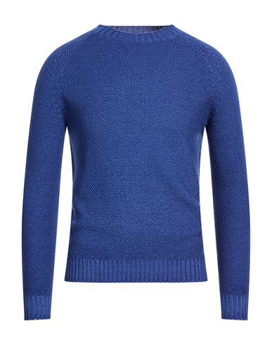 H953 Man Sweater Bright Blue Size 36 Merino Wool