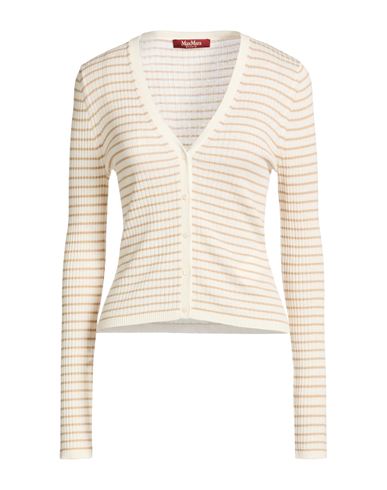 Max Mara Studio Woman Cardigan Beige Size L Silk, Wool In White