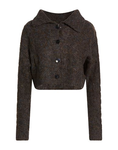 Le Streghe Woman Cardigan Dark Brown Size Onesize Polyester, Acrylic, Wool, Elastane
