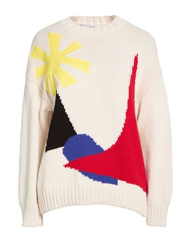 Msgm Woman Sweater Beige Size M Cotton In Multi