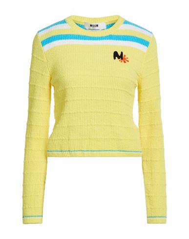 Msgm Woman Sweater Yellow Size Xl Cotton, Polyamide In Multi