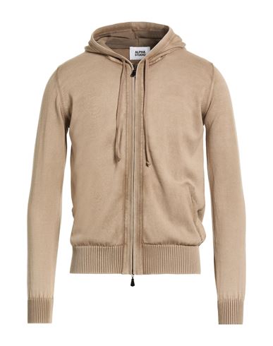 Alpha Studio Man Cardigan Beige Size 36 Cotton In Brown