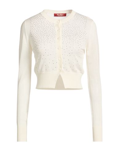 Max Mara Studio Woman Cardigan Ivory Size Xs Silk, Wool In White